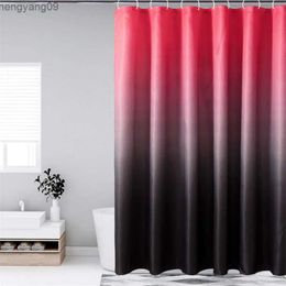 Shower Curtains Red and Black Gradient Shower Curtain Liner Textured Cloth Fabric Shower Curtain For Bathroom Waterproof Bath Curtain With R231114