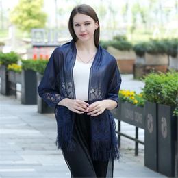 Scarves Sheer Lace Floral Pattern Woman Shawl For Summer Sunproof Scarf With Fringe