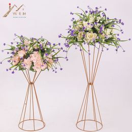 Other Event Party Supplies 70CM 50CM Flower Vases Gold White Stands Metal Road Lead Wedding Centrepiece s Rack For Decoration 230414