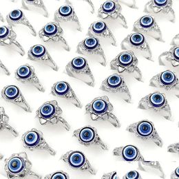 Cluster Rings Lucky Turkish Evil Eyes Ring For Women Men Design Blue Eye Mixed Size Couple Jewellery Friends Gif Drop Delivery Dhgdk