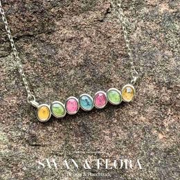 Pendant Necklaces Natural Tourmaline Pendant Necklace Fine Jewellery Handmade Stones Wholesale Healing Energy Gift Lucky JewelryL231114