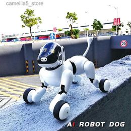 Electric/RC Animals AI puppy robot dog toy APP remote control bluetooth smart electronic AI pet dog toy children baby toy gift toys for kids Q231114