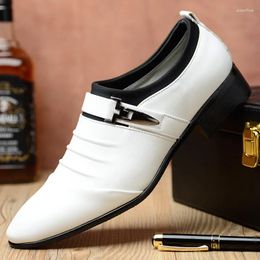 Dress Shoes Classic Men Slip On Leather For Plus Size Point Toe Business Casual Formal Designer