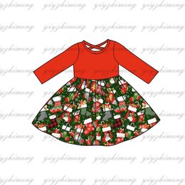 Girl's Dresses design fashion girl dress Cute Christmas print dress Long sleeve over knee style children's clothing 231114