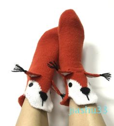 2023 Autumn/Winter Cartoon Animal Floor Socks Red Squirrel Warm Medium Sleeve Home Woollen Socks for Men and Women