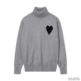 Amis Amiparis Sweater High Collar Am i Paris Jumper Winter Thick Turtleneck Coeur Embroidered A-word Heart Love Knit Sweat Women Men Amisweater P2qv