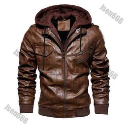 Leather Biker Designer Mens Jacket Fashion Motorcycle Jackets for Men Removable Hood Autumn Winter Pu Warm Coat Male Outwear Size S-4xl Tech Fleece WXCB