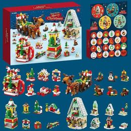 Blocks 2023 Christmas Series Building Gift Box for Kids 24Days Advent Calendar DIY Nutcracker Santa Claus Bricks Model 231114