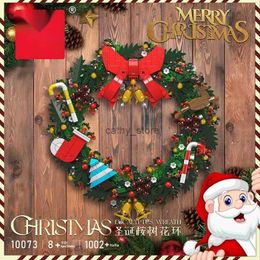 Vehicle Toys NEW Holiday Christmas Wreath Building Blocks Christmas Santas Claus Gingerbread House Kid Assembly Toy Christmas Gift ToysL231114