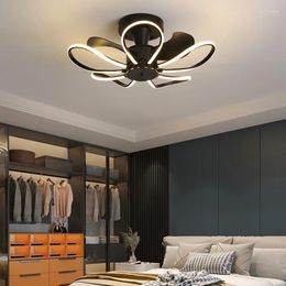 Art Led Chandelier Pendant Lamp Ceiling Fan With Light Bedroom Decor Invisible Dining Remote Control For Living