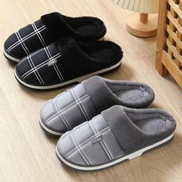 Slippers WTEMPO Men Shoes Winter Suede Gingham Plush Velvet Indoor For Warm Home Non Slip Male Slipper