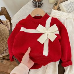 Clothing Sets Girls Bow Sweater Autumn Winter Children Baby Kids Christmas Holiday Stereoscopic Sweater Knitwear Pants Year's Set 231113