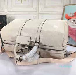 2023 Evening Duffel Travel Large Capacity Shopping Tote fashionable gu Full Letters Print Cowhide Genuine Leather Buckle Double Handle Removable