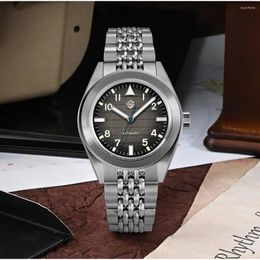 Wristwatches San Martin 39.5mm Original Design Fashion Sport Mens Watch Automatic Mechanical Grid Pattern Dial Adjustable Clasp 10ATM