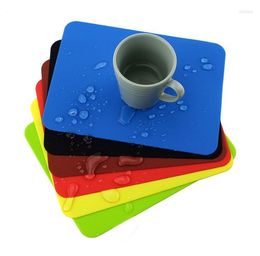 Table Mats Silicone Anti Heat Mat Office Creative Mouse Pad Non Slip Cup Holder Washable Rectangle Placemat Kitchen Accessory SN724