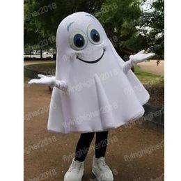 Halloween White Ghost Mascot Costume Adult Size Cartoon Anime theme character Carnival Men Women Dress Christmas Fancy Performance Party Dress
