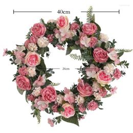 Decorative Flowers Peony Spring Wreaths For Front Door Outside Rose Summer Full 16 Inch Handmade Fall