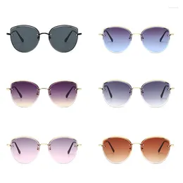 Sunglasses Luxury Metal Rimless Shades Cat Eye Sun Glasses For Women High Quality Lady Female Driving Zonnebril Dames