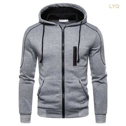 Men's Hoodies Sweatshirts Men's Jackets Fashion Hoodies Long Sleeve Zipper Hoodie Hooded Fleece Sweatshirts Casual Sports Men Clothing Plus Size Black Whi