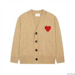 Designer Amis Cardigan Sweater AM I Paris Hoodies Amiparis Coeur Love Heart Jacquard Man Woman France Fashion Brand Long Sleeve Clothing Pullover IHZ3