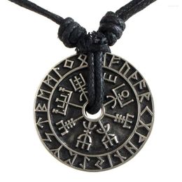 Pendant Necklaces Vintage National Style Nordic Viking Rune Compass Necklace Men's Fashion Pagan Amulet Vegvisir Jewellery