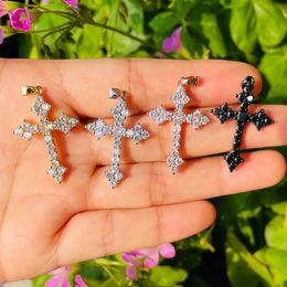 Charms 5pcs Cross Pendant for Women Bracelet Necklace Making Bling Gold-Plate Charm Jewelry Creation DIY Accessory Wholesale 231113