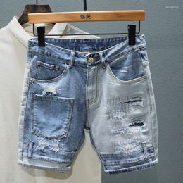 Men's Jeans Men Ripped Denim Shorts Summer Holes Fit Hight Quality Male Cotton Straight Patchwork Size 38