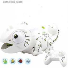 Electric/RC Animals RC Chameleon 2.4GHz Robotic Intelligent Dinobot Toy Remote Control Chameleons Dinosaur Toys rc Animals Children Kids Gifts Q231114