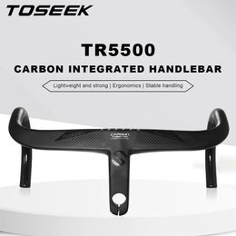 Bike Handlebars Components TOSEEK TR5500 Road Full Carbon Fiber Stem Integrated Bicycle Handlebar Ultra Light 28 6mm Cycling Parts Accessories 231114