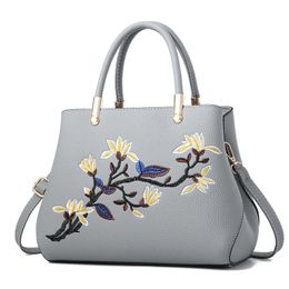 HBP Women Handbags PU Leather Totes Bag Top-handle Embroidery CrossbodyBag ShoulderBag Lady Simple Style Hand Bags Grey 1082