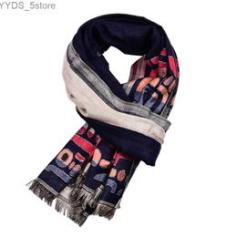 Scarves Wholesale and Retail Men's British Long Cotton Scarf Double Layer Arabic Element Men's High-End Casual Scarf YQ231114