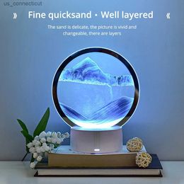Table Lamps 6Color LED Flowing Sand Light Painting Table Lamp 3D Trends Moving Art Round Glass Hourglass Bedside Home Decor Night Lighting R231114
