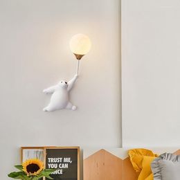 Wall Lamp Cute Bear Lamps Simple Creative Children's Bedroom Bedside Modern Art Princess Room Baby Decor Lights G9 5W