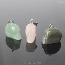 Pendant Necklaces Wholesale Random 15MMX9MM Mix- Stone Agates Jades Tiger Eye Opal Rose Pink Quartz A Dozen Shantou Pendants 12PCS (No