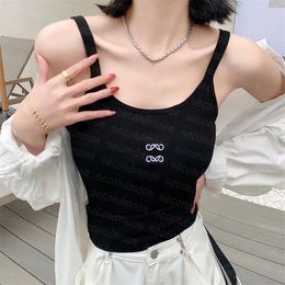 Design Embroidered Tanks Top Womens Knitted Vest Summer Gym Yoga Tops Knitting T Shirt Tank Tops