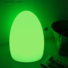 Night Lights D11*H19cm LED Egg Night Lights Rechargeable Cordless Decorative Luminous Table Lamps with 16 Colors Changing Remote Control 1pc Q231114