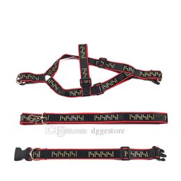 Designer Dog Collars Leashes Set Step in Dog Harness with Classic Gold Stamping Pattern Adjustable Nylon Dog Harnesses for Small to Large Dogs Training Walking L B116