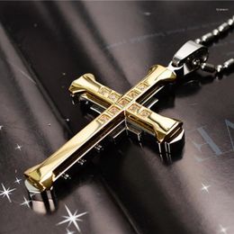 Pendant Necklaces Classic Simple Glossy Stainless Steel Cross Necklace Fashion Religious Amulet Jewellery