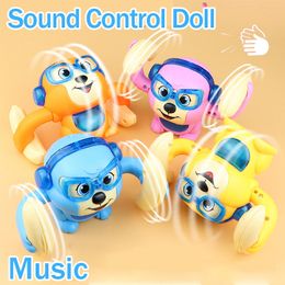 Electric/RC Animals Electric Rolling Monkey Children's Toy Voice-activated Induction Light MusIc Interactive Crawling Electric Toys for Kids 230414