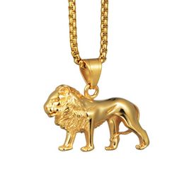 Pendant Necklaces Stainless Steel Lion Necklace for Women Men Gold Color Lions Pendant Animal Jewelry Africa Lion Ethiopian Best Gift T230413