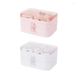 Jewelry Pouches Plastic Double-layer Transparent For Women With 2 Drawers Earrings Bracelet Stand Display Storage Rack