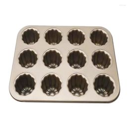 Baking Tools (5 In A Dozen)Canele Mold Cake Pan 12-Cavity Non-Stick Cannele Muffin Bakeware Cupcake For Oven Baking(Champagne Gold)