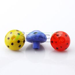 DHL Smoking Accessories Mushroom Glass Carb Cap With Holes 30mmOD 5 Colours Heady Bubble Carb Caps For Quartz Banger Nails Water Bongs