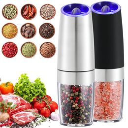 Mills 2pcs Electric Pepper Mill Stainless Steel Automatic Gravity Shaker Salt and Grinder Set Spice Kitchen Grinding Tool 231114