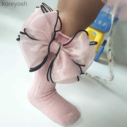 Kids Socks Cute Kids Girls Knee High Big Bows Cotton Toddlers Girl Long For Children's Candy Colour Infant Baby SockL231114