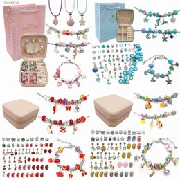 Beaded Charm Bracelet Making Kit for Girls Gift Box 66 Pcs of Jewellery Making Kit for 6-12 Girls Birthday Christmas GiftL231114