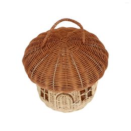 Storage Bottles Decorations Rattan Mushroom Basket Mother Flower Girl Gift Hanging Wicker Small