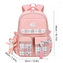 School Bags Girl Backpack Kids Cute Doll & Bow Large Capacity Orthopaedic Waterproof