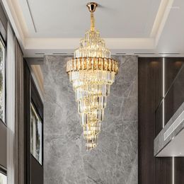 Chandeliers El Lobby Crystal Chandelier Staircase Modern Decor Lamp Luxury Cristal Indoor Lighting Large For High Ceilings