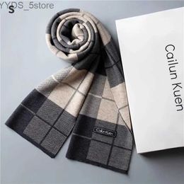 Scarves High Quality Wool Men Scarf Autumn Winter Classic Business Thermal Muffler Male Soft Korean Version Long Thick Warm Shl No Box YQ231114